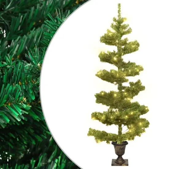 Swirl Christmas Tree with Pot and LEDs Green 4 ft PVC {1}
