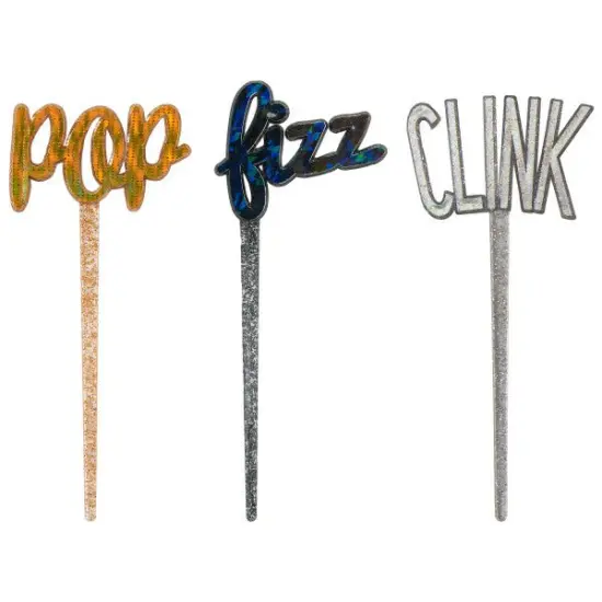 Pop, Fizz, Clink Skewer Cupcake Decoration, 12ct {2}