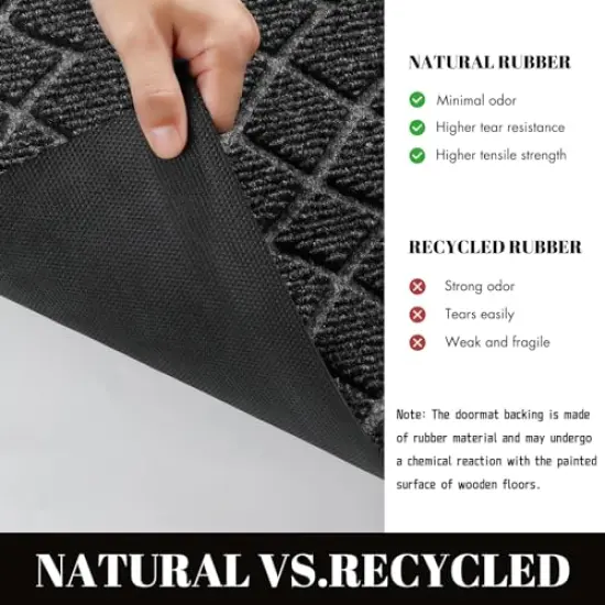 Yimobra Durable Front Door Mats, Heavy Duty Water Absorbent Mud Resistant Easy Clean Entry Outdoor Indoor Rugs,Non Slip Backing, Exterior Mats for Outside Patio Porch Farmhouse, 29.5 x 17, Black {6}