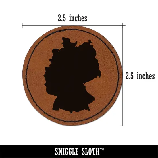 Germany Country Solid Round Iron-On Engraved Faux Leather Patch Applique - 2.5" Brown {3}