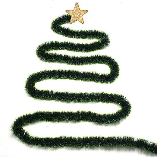 32.8 Feet Christmas Tinsel Garland,Dark Green Glittering Decoration for Xmas Tree Party Wedding Supplies {3}
