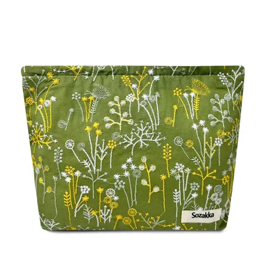 Wrapables Cosmetic Pouch, Makeup and Toiletry Travel Bag, Embroidered Grass {1}