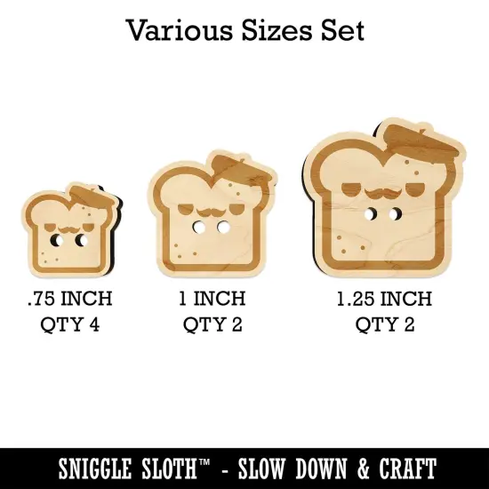 Cute and Kawaii French Toast Bread Wood Buttons for Sewing Knitting Crochet DIY Craft {1}