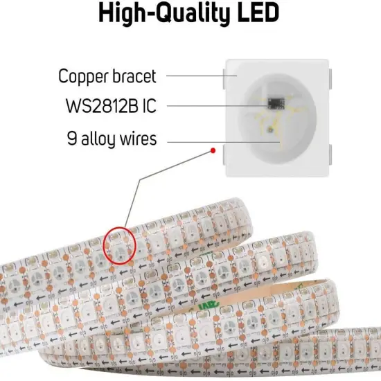 WS2812B 5V 5050 RGB LED Strip 1-5M 30 60 144 150 300 Leds Individual {4}