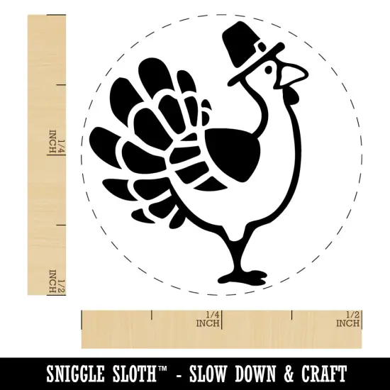 Cartoon Thanksgiving Turkey with Pilgrim Hat Self-Inking Rubber Stamp Ink Stamper for Stamping Crafting Planners Dry Pad {1}
