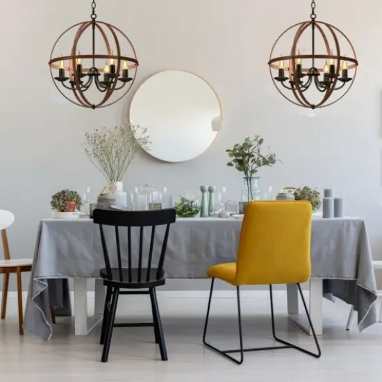 6-Light Orb Chandelier Rustic Vintage Ceiling Lamp {2}