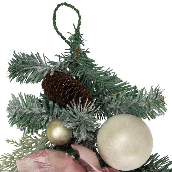 Northlight 6' Pink Floral and Ball Ornament Frosted Pine Artificial Christmas Garland Green {6}