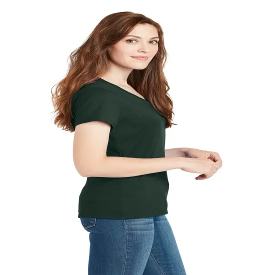 Hanes&reg; Women's Perfect-T Cotton Short Sleeve V-Neck T-Shirt White {7}