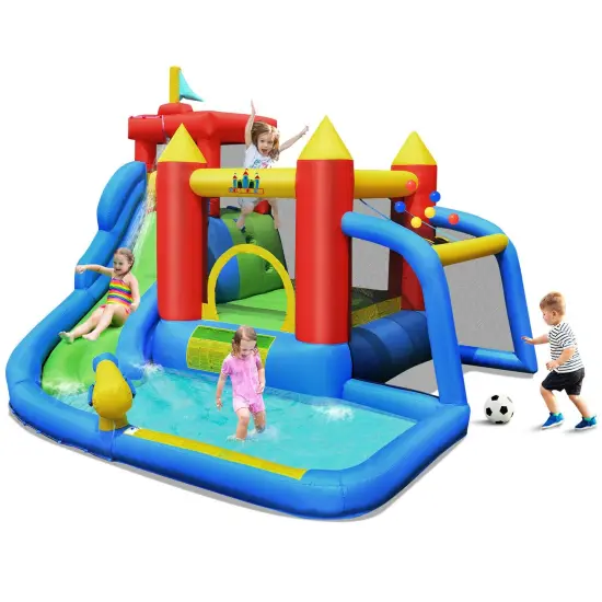 Inflatable Bounce House Splash Pool with Water Climb Slide {4}