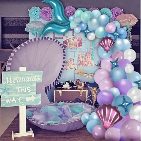 87-Piece Mermaid Tail Balloon Garland for Birthday Decor {5}