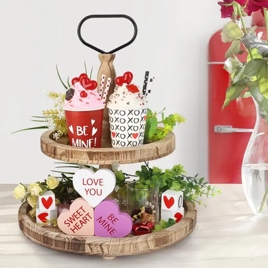 2 Pieces Valentines Day Decor,Paper Cups Filled with Artificial Whipped Cream for Table, Tiered Tray, Kitchen Coffee Bar - Valentines Day Decorations for the Home {6}