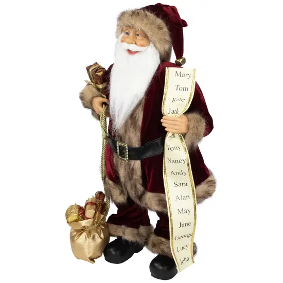 Northlight Woodland Standing Santa Claus Christmas Figure with Name List - 24" Red {6}