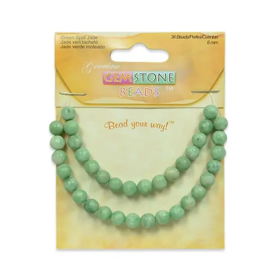6 Packs of Spotted Jade Beads - Green - 6mm - 36 pcs. {1}