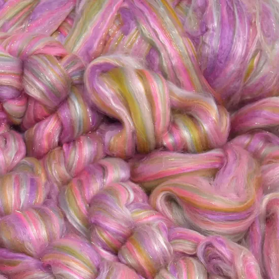 Designer Blend Merino, Tencel, Sari Silk, and Nylon Roving for Spinning and Felting. Fancy, Colorful, Exotic - Limited Edition. Tea Party {2}