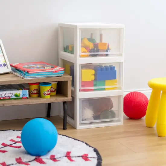 IRIS USA 3Pack 14.5qt Stackable Plastic Storage Drawers, White {3}