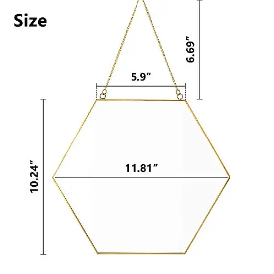 11.81"X10.24" Gold Hexagon Mirror Wall Decor Small Decorative Mirror Hanging Mirrors for Wall Home Bathroom Bedroom Living Room, Small, Gold {3}