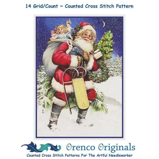 Father Christmas Santa Claus 84 Counted Cross Stitch Pattern {1}
