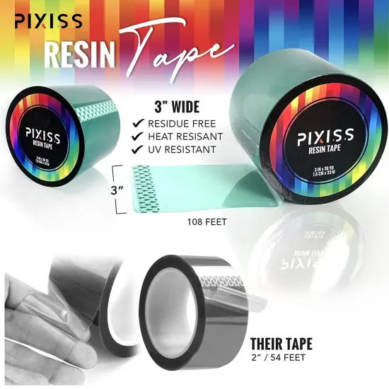 Pixiss 2 Pk Epoxy Resin Tape Mold Release Tuck Tape for Epoxy Resin - Extra Wide Polyester Tape for Resin UV Tape Release Film, Tape for Epoxy Resin Molding Easy Peeling {2}
