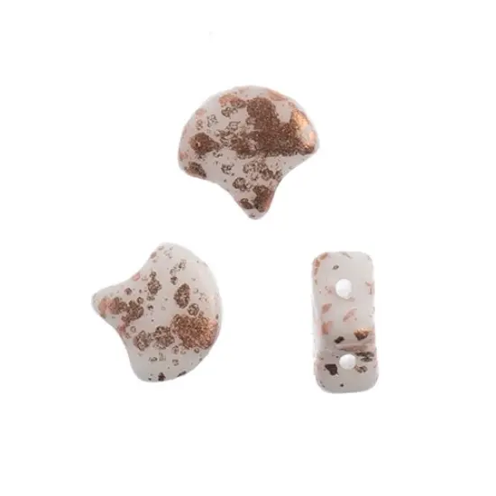 John Bead Czech Glass Splash Ginko Beads, 50g Chalk Copper {2}