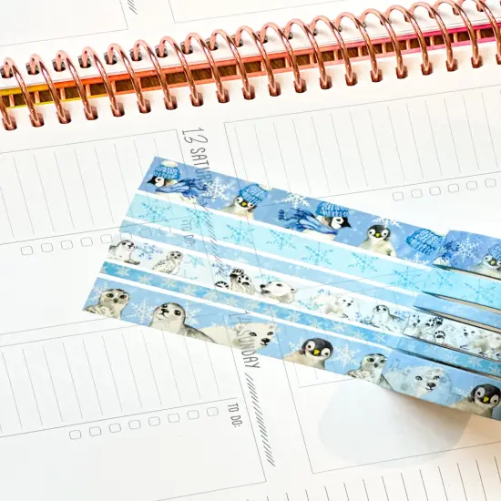 Snow Animals Penguins Polar Bears Seals Winter Arctic Animals Washi Tape Set January 2024 - W099 {2}