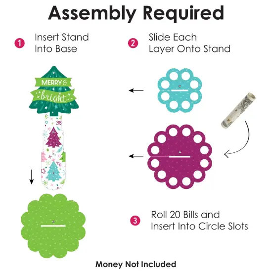 Big Dot of Happiness Merry and Bright Trees - DIY Colorful Whimsical Christmas Party Money Holder Gift - Cash Cake {7}