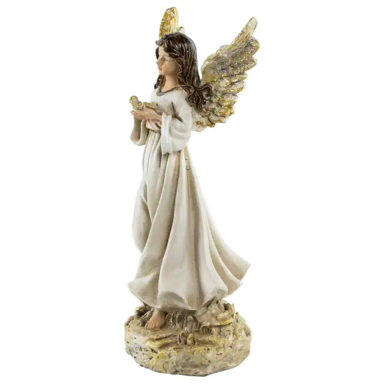 Northlight 11" White Serene Angel with Dove Figure {5}