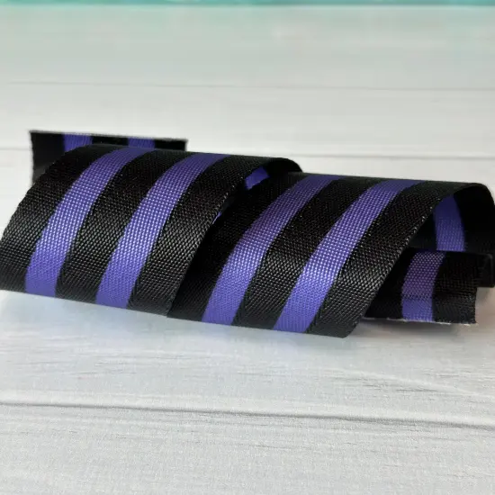 Purple and Black Stripe Webbing 1.5&rdquo; Seatbelt Webbing {1}