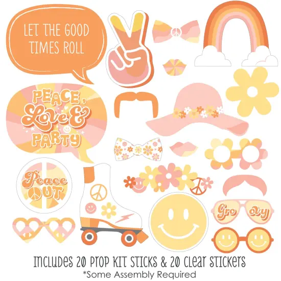 Big Dot of Happiness Stay Groovy - Boho Hippie Party Photo Booth Props Kit - 20 Count {2}