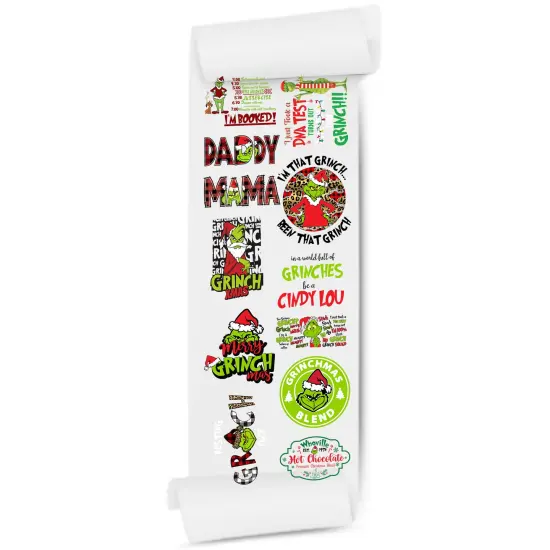 Grinch Mama Daddy DTF Gang Sheet - DTF Transfers - Ready To Press | 22" x 60"" {2}