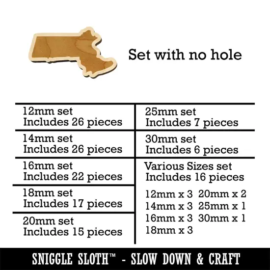 Massachusetts State Silhouette Mini Wood Shape Charms Jewelry DIY Craft {1}