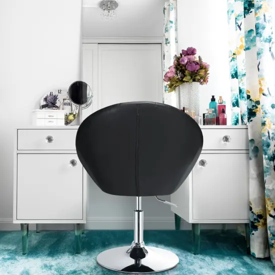 1 Piece Adjustable Modern Swivel Round Tufted Black {6}