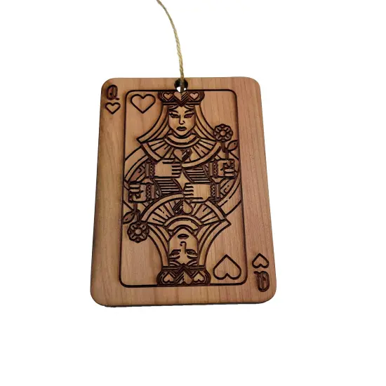 Queen of Hearts Card - Cedar Ornament {1}