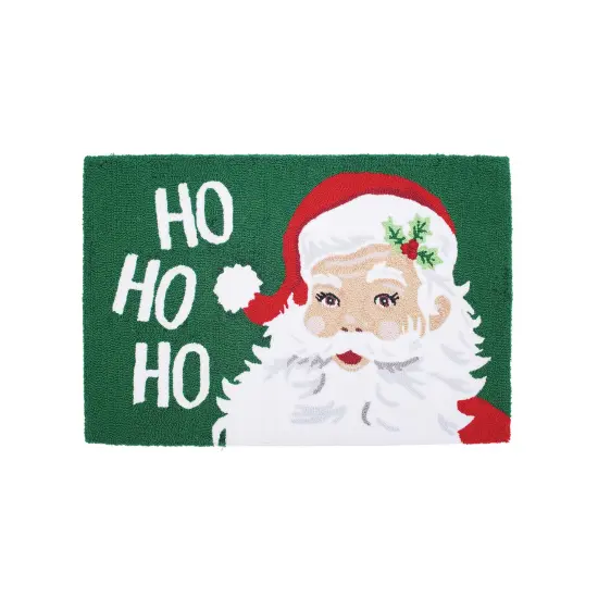 2' x 3' "Ho Ho Ho" Jolly Christmas Santa Claus Acrylic Indoor Hooked Area Door Rug Doormat {1}