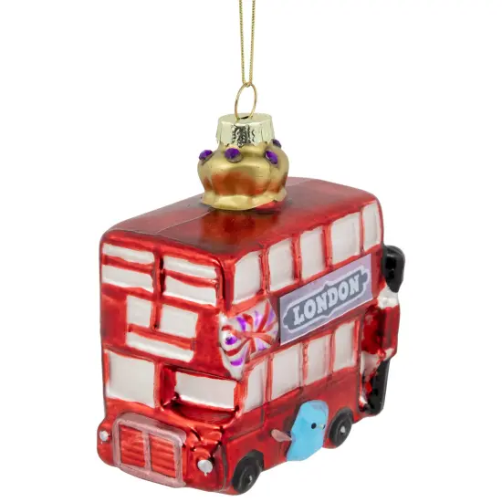Northlight 3.5" Double-Decker Bus Glass Christmas Ornament Red {4}