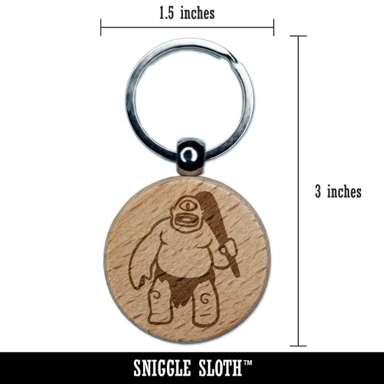 Cyclops Giant Greek Monster Engraved Wood Round Keychain Tag Charm {2}