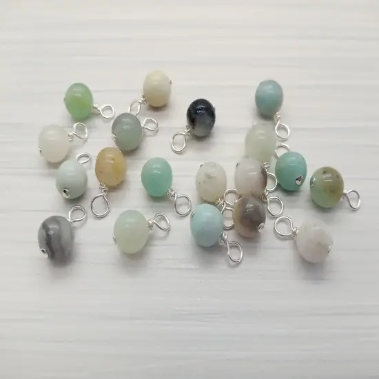Amazonite 6mm Bead Dangles, Small Gemstone Charms, 10 pieces, Adorabilities {4}