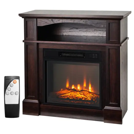 32 Inch 1400W Electric TV Stand Fireplace with Shelf-Natural {4}