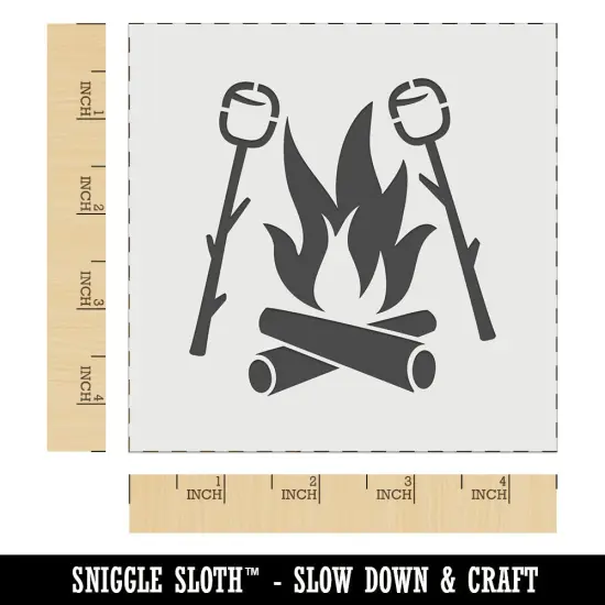 Roasting Marshmallows S'mores Camping Hiking Wall Cookie DIY Craft Reusable Stencil {6}