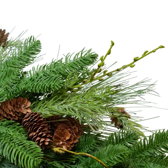 Northlight Pine Cone and Cedar Artificial Christmas Wreath - 32-Inch, Unlit Green {4}