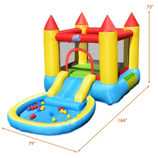 Inflatable Kids Slide Bounce House with 580w Blower {4}