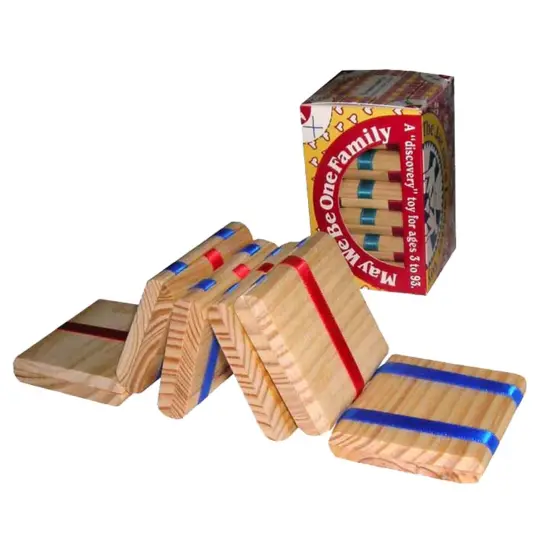 Channel Craft Jacob's Ladder Wooden Folk Toy, Retro Fidget, Cascade of Tumbling Blocks with Red, White, and Blue Ribbon, 13.25 inch {1}