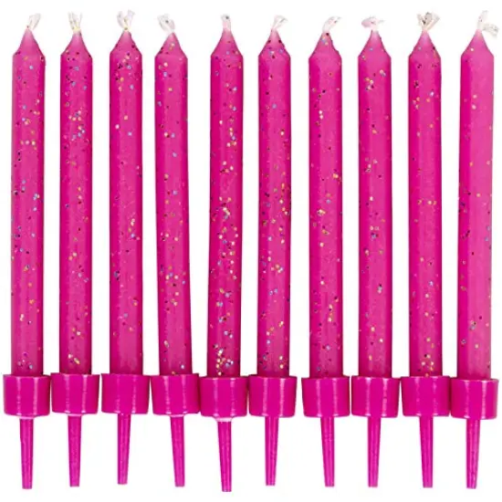 10 Pieces Birthday Glitter Candles - PINK {2}