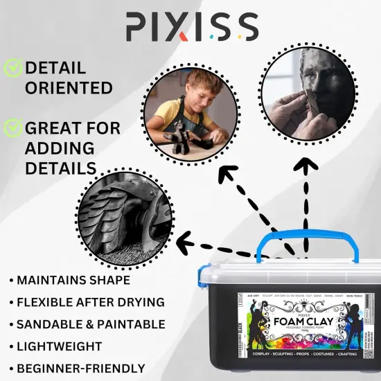 Foam Modeling Clay For Sculpting & EVA Foam - 1500g Cosplay Foam Clay Air Dry (Black Foam) and 2 Cosplay EVA Foam Rolls (35cm x 150cm x 5mm Foam Roll, Black), Air dry foam clay for Craft Foam Clay Kit&hellip; {5}