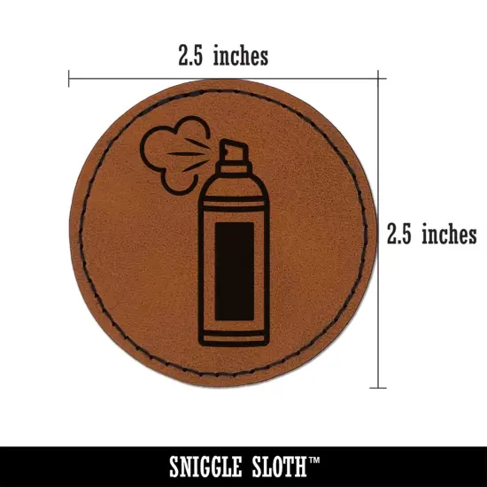 Aerosol Can Spray Paint Hair Spray Round Iron-On Engraved Faux Leather Patch Applique - 2.5" Brown {3}