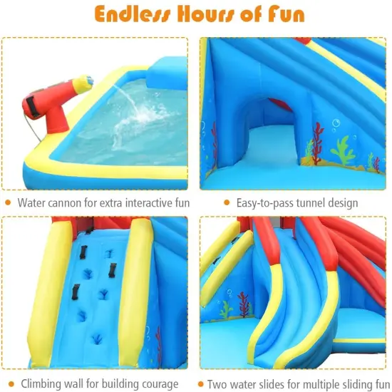 Inflatable Water Slide Bounce House with Water Cannon and Air Blower {5}