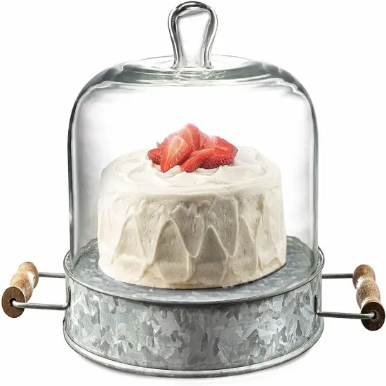 Farmhouse Cake Plate with Glass Dome for Rustic Kitchen and Dining {3}