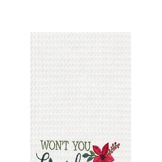 27" x 18" "Want You Guide My Sleigh Tonight" Featuring Reindeer and Poinsettias Cotton Waffle Weave Kitchen Dish Towel Towel {3}