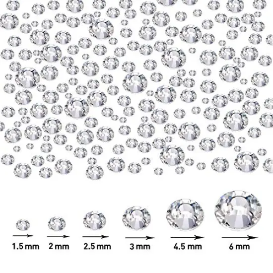 4000 Pieces Hotfix Rhinestones Crystals AB Clear Crystal Rhinestones Flatback Gems Round Crystal Rhinestones Bulk for Crafts Clothing Dance Costumes(Clear Color) {5}