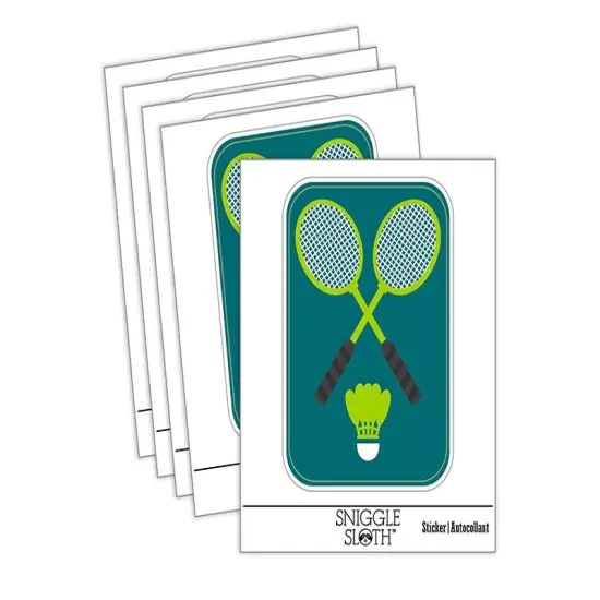 Badminton Rackets and Shuttlecock Birdy Waterproof Vinyl Phone Tablet Laptop Water Bottle Sticker Set - 5 Pack {2}