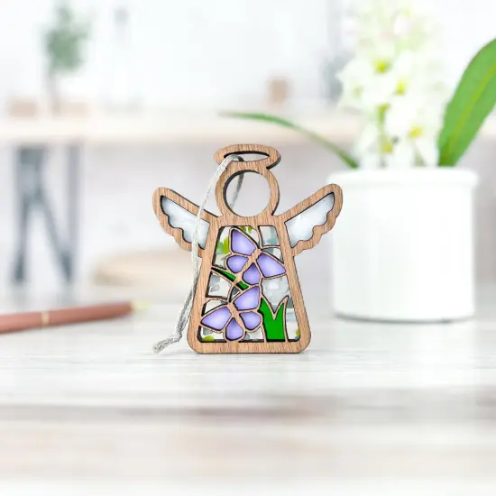 3.5" (H) Playful Purple Butterflies Ornament - Handcrafted in Texas - Mother's Angels&reg; Christmas Angel Wings Figurine {2}